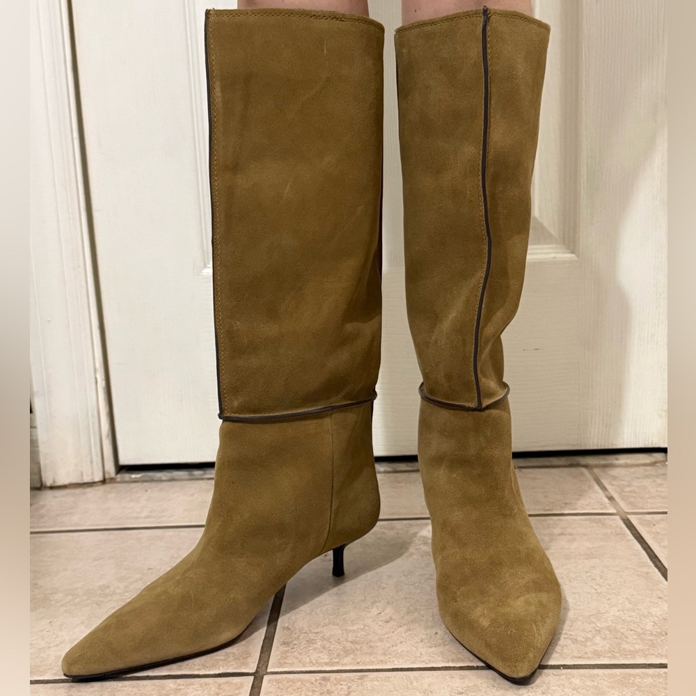 Split leather knee-high boots Zara 8